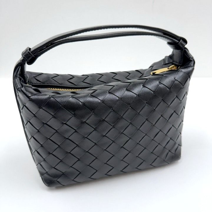 Bottega Veneta Mini Wallace Shoulder Bag Intrecciato Leather Black