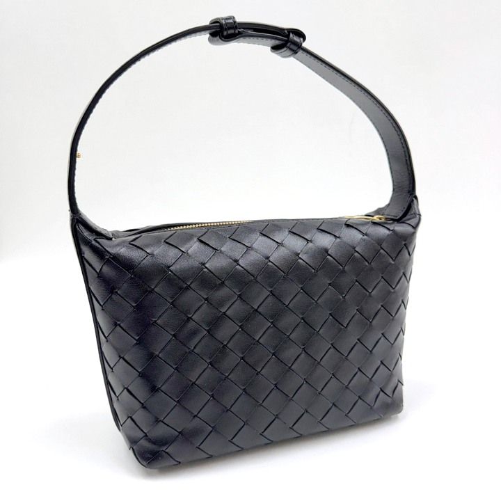 Bottega Veneta Mini Wallace Shoulder Bag Intrecciato Leather Black