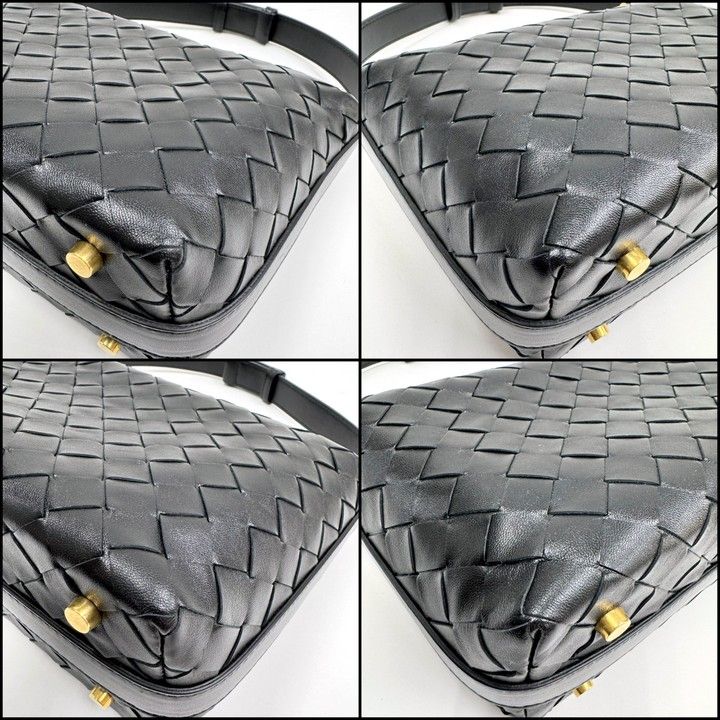 Bottega Veneta Mini Wallace Shoulder Bag Intrecciato Leather Black
