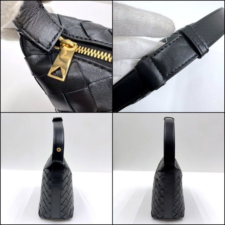 Bottega Veneta Mini Wallace Shoulder Bag Intrecciato Leather Black