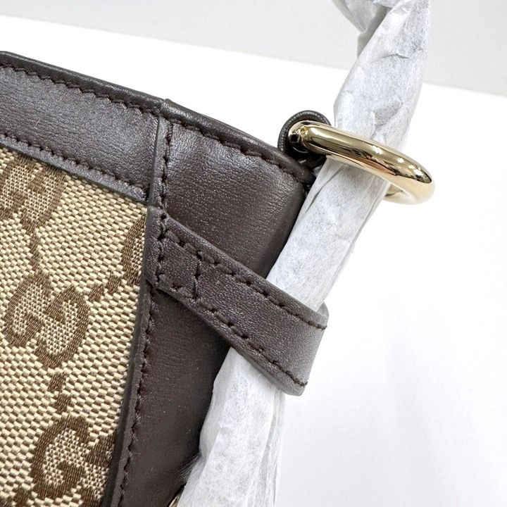 Gucci Mini Bucket Shoulder Bag GG Canvas Leather Sherry