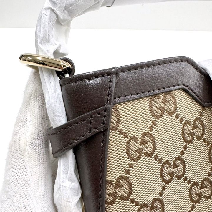 Gucci Mini Bucket Shoulder Bag GG Canvas Leather Sherry