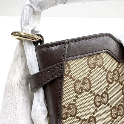 Gucci Mini Bucket Shoulder Bag GG Canvas Leather Sherry