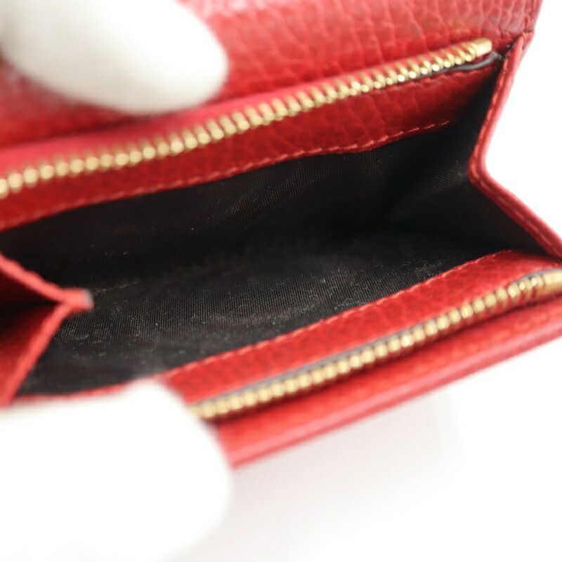 Gucci Compact Wallet Trifold GG Momant Leather Red Gold :red
