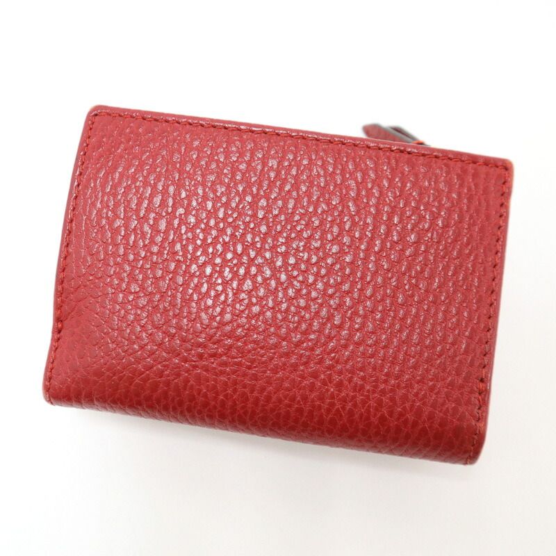 Gucci Compact Wallet Trifold GG Momant Leather Red Gold :red