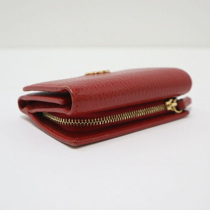 Gucci Compact Wallet Trifold GG Momant Leather Red Gold :red