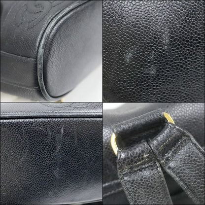 Chanel Backpack CC Logo Caviar Leather Black Gold