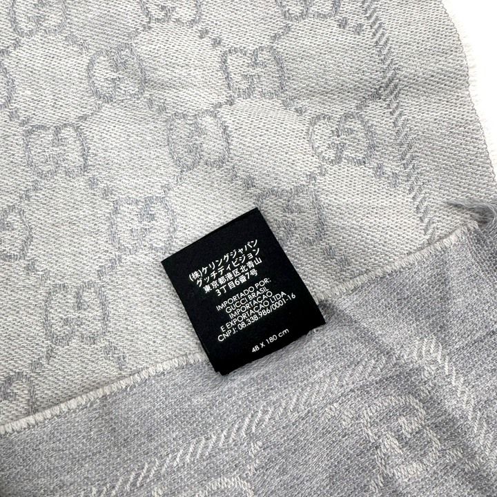 Gucci Shawl GG Pattern Gray Wool 08.338.986