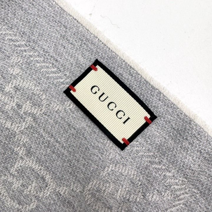 Gucci Shawl GG Pattern Gray Wool 08.338.986