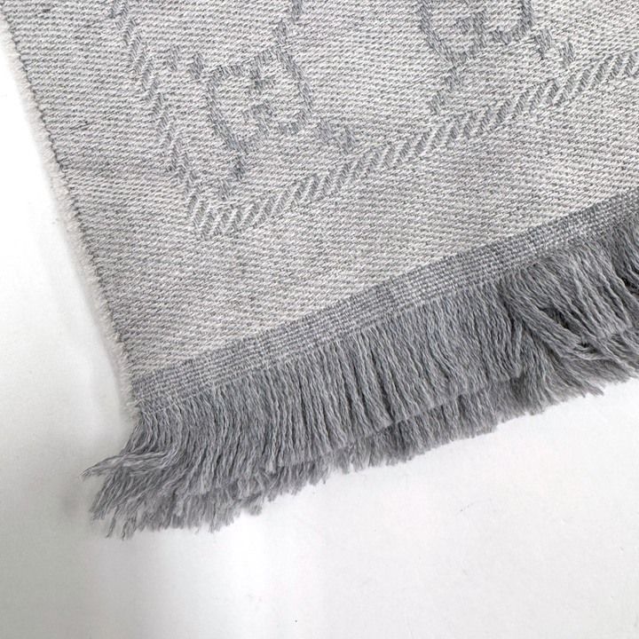 Gucci Shawl GG Pattern Gray Wool 08.338.986