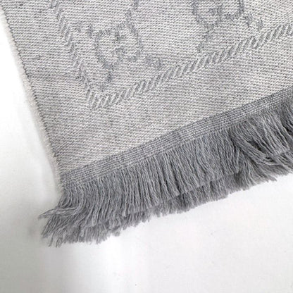 Gucci Shawl GG Pattern Gray Wool 08.338.986