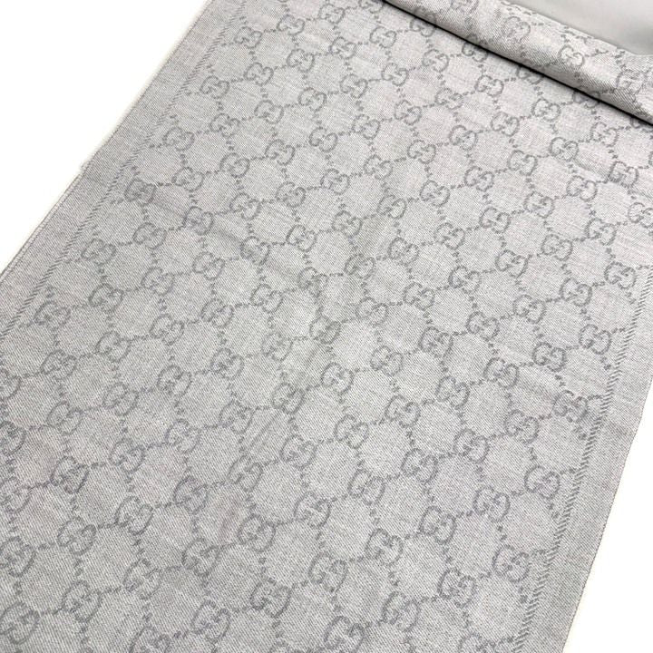 Gucci Shawl GG Pattern Gray Wool 08.338.986