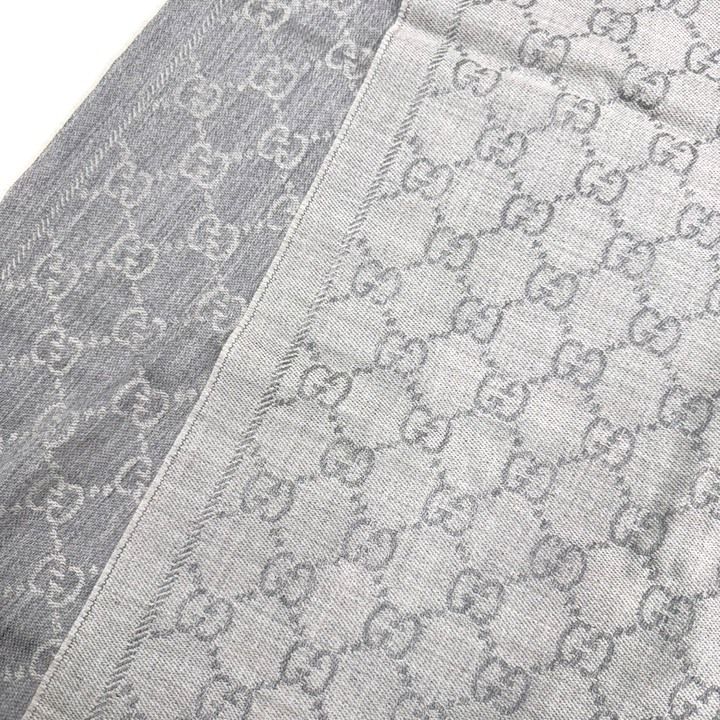 Gucci Shawl GG Pattern Gray Wool 08.338.986