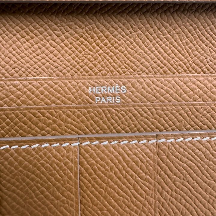 Hermes Bearn Souffle Verso Bifold Wallet Cles Gold Epsom Silver Cles X