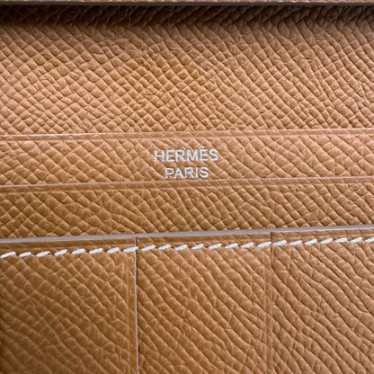 Hermes Bearn Souffle Verso Bifold Wallet Cles Gold Epsom Silver Cles X