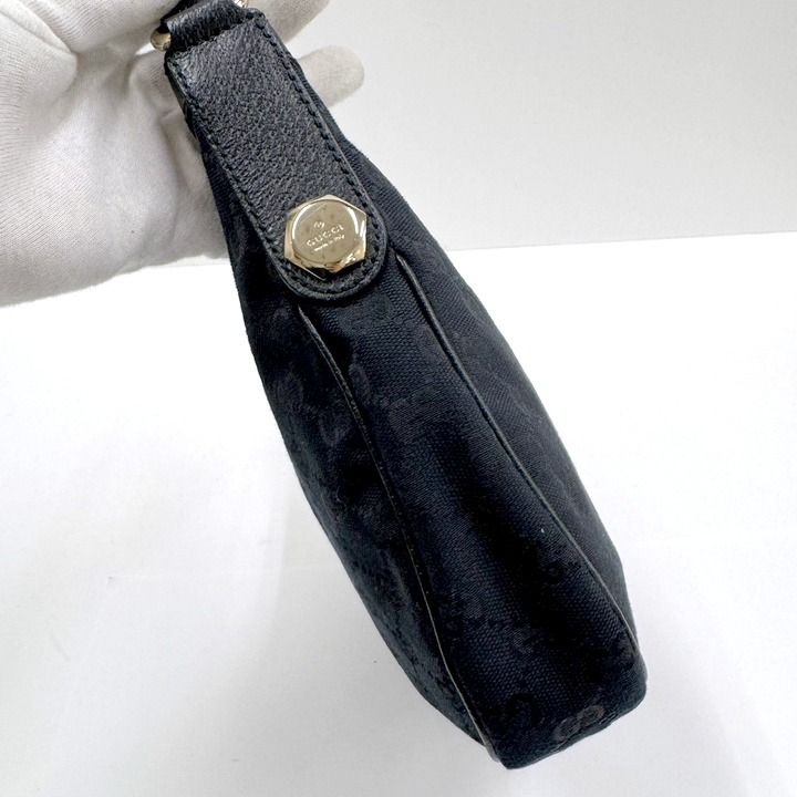 Gucci Shoulder Bag GG Canvas Black Gold