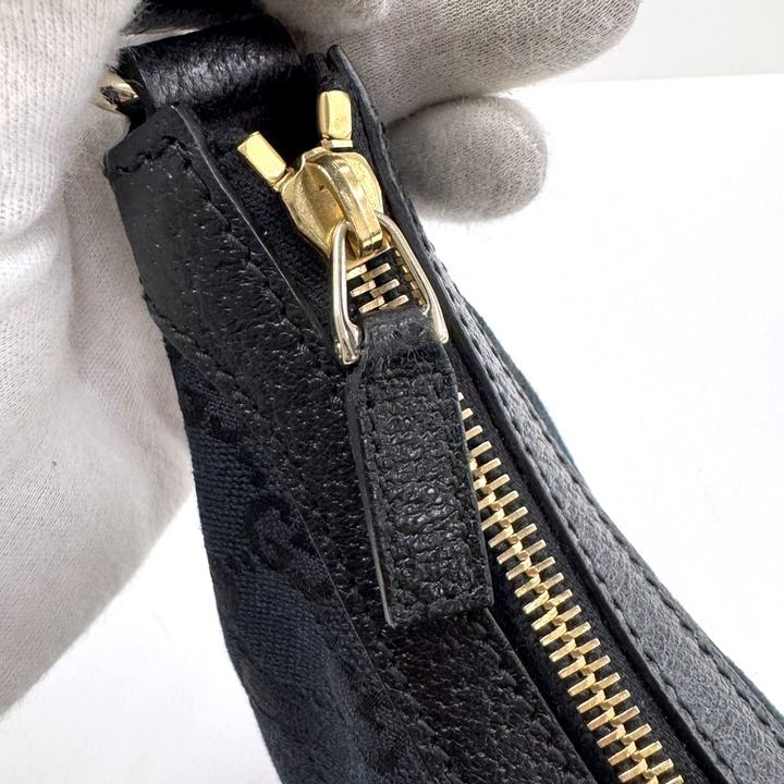 Gucci Shoulder Bag GG Canvas Black Gold
