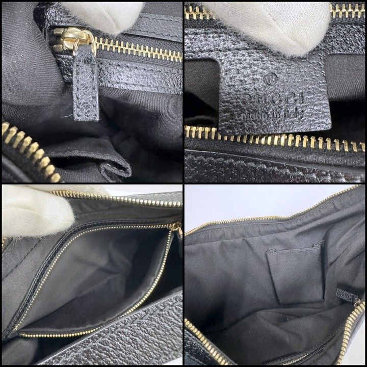 Gucci Shoulder Bag GG Canvas Black Gold