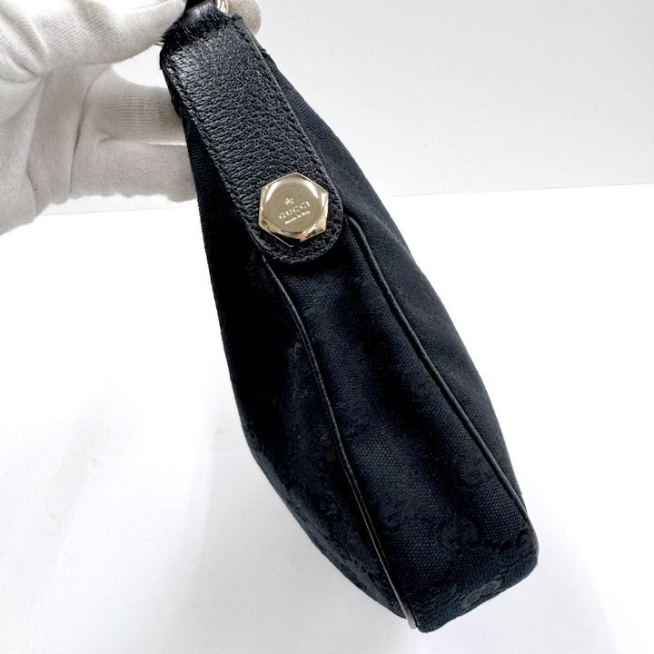 Gucci Shoulder Bag GG Canvas Black Gold