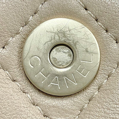 Chanel Quilted Mini Pouch Handbag Lambskin Beige Gold