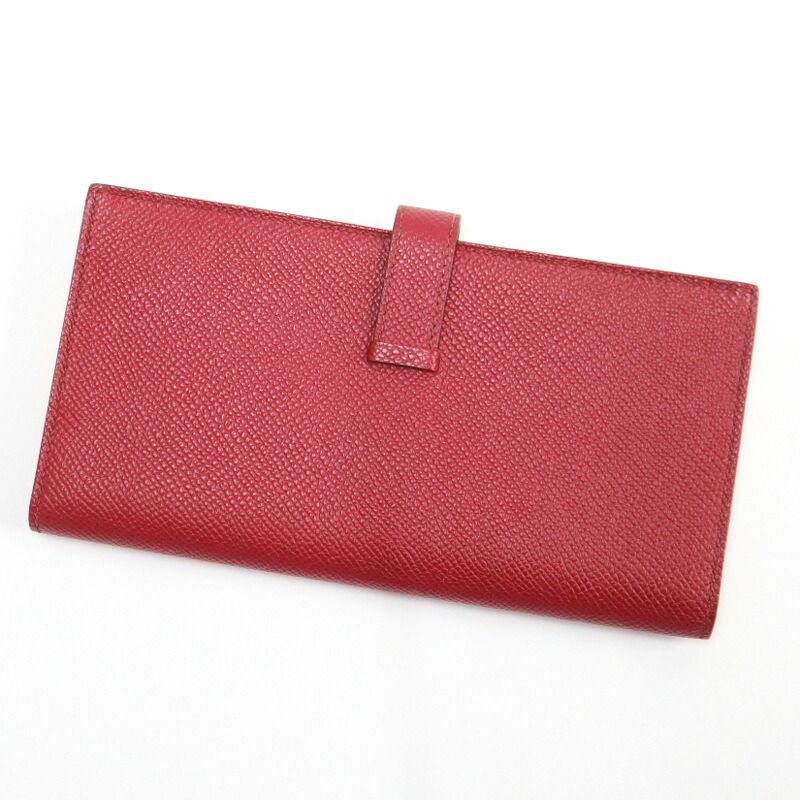 Hermes Bearn Souffle Verso Wallet Epsom Ruby Orange Gold :ruby