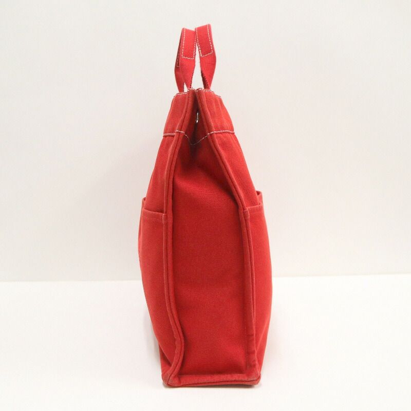 Hermes Deauville MM Tote Red Cotton :red