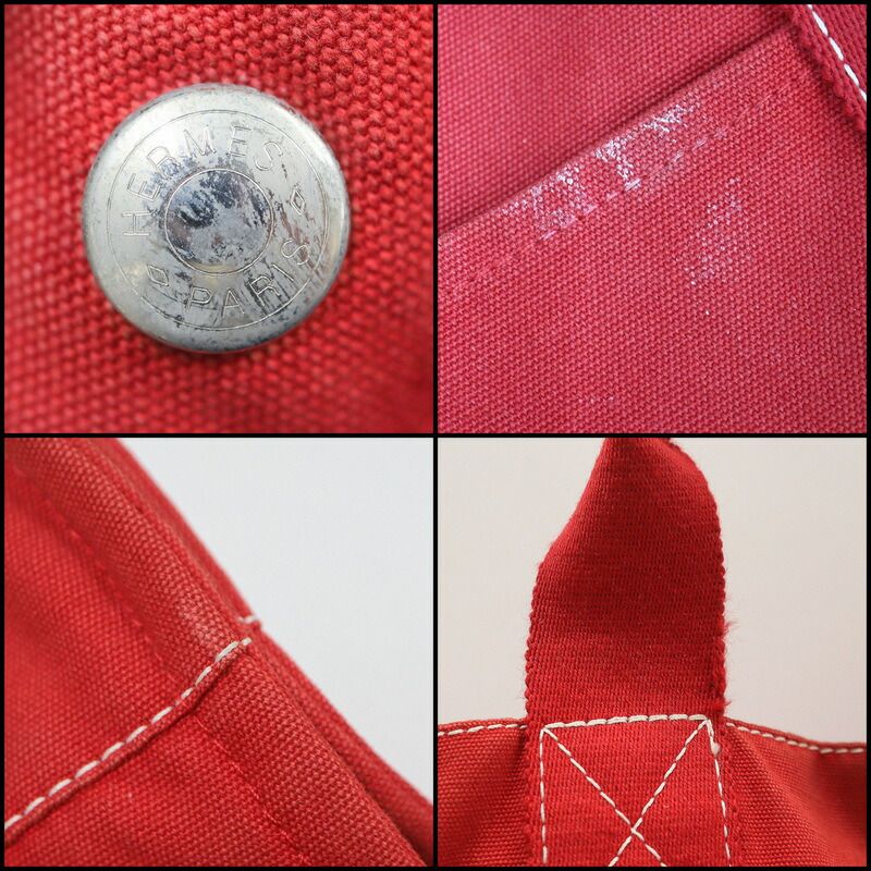 Hermes Deauville MM Tote Red Cotton :red