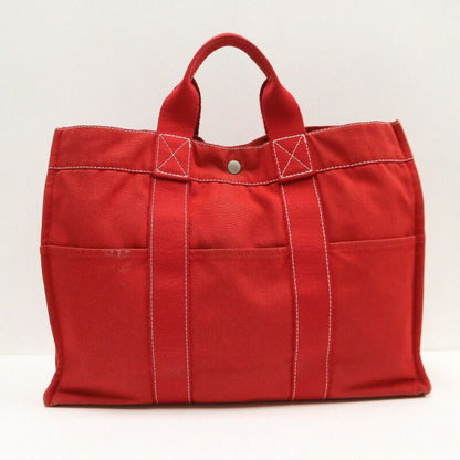 Hermes Deauville MM Tote Red Cotton :red