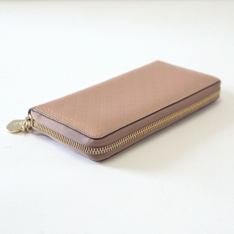 Gucci Zip Around Wallet Micro Guccissima Patent Leather Metallic Pink Gold Metallic-pink X