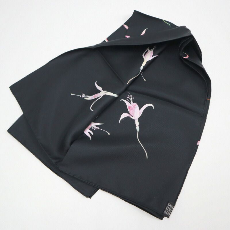 Hermes Carre 90 Fleurs de Fuchsia Black Pink Silk Scarf X