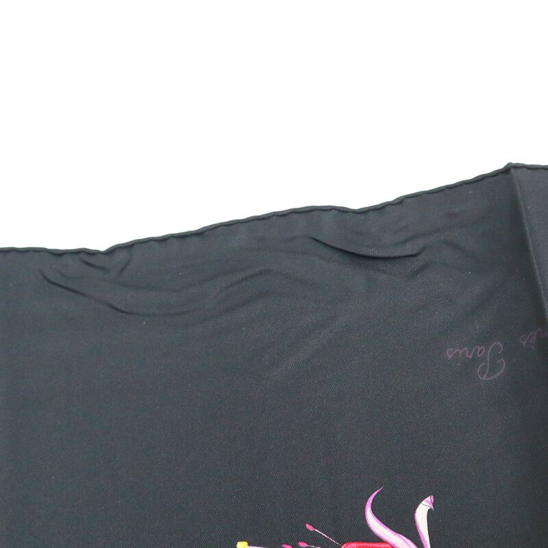 Hermes Carre 90 Fleurs de Fuchsia Black Pink Silk Scarf X