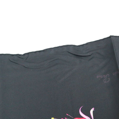 Hermes Carre 90 Fleurs de Fuchsia Black Pink Silk Scarf X