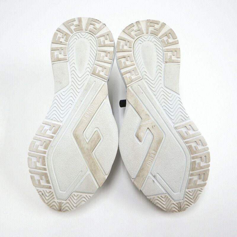 Fendi Flow Cut Sneakers Synthetic Fiber Leather White Black 36 X
