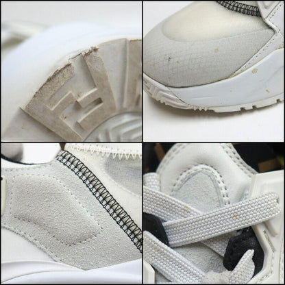 Fendi Flow Cut Sneakers Synthetic Fiber Leather White Black 36 X