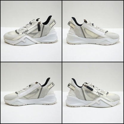 Fendi Flow Cut Sneakers Synthetic Fiber Leather White Black 36 X