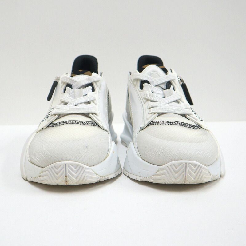Fendi Flow Cut Sneakers Synthetic Fiber Leather White Black 36 X
