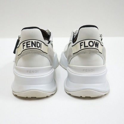Fendi Flow Cut Sneakers Synthetic Fiber Leather White Black 36 X