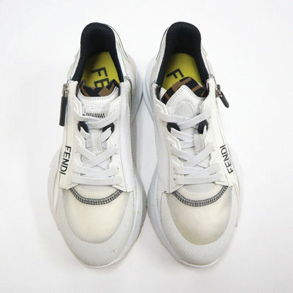 Fendi Flow Cut Sneakers Synthetic Fiber Leather White Black 36 X