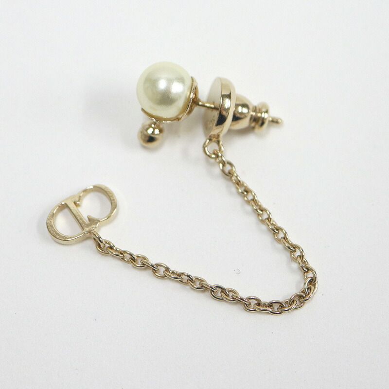 Dior Swing Earrings CD Logo Star Costume Pearl Gold Plated X Milky White