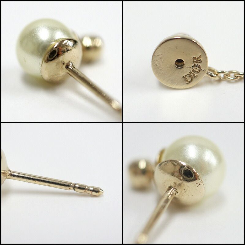 Dior Swing Earrings CD Logo Star Costume Pearl Gold Plated X Milky White