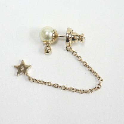 Dior Swing Earrings CD Logo Star Costume Pearl Gold Plated X Milky White