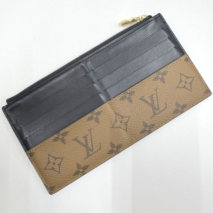 Louis Vuitton Slim Purse Coin Case Monogram Reverse Brown Black
