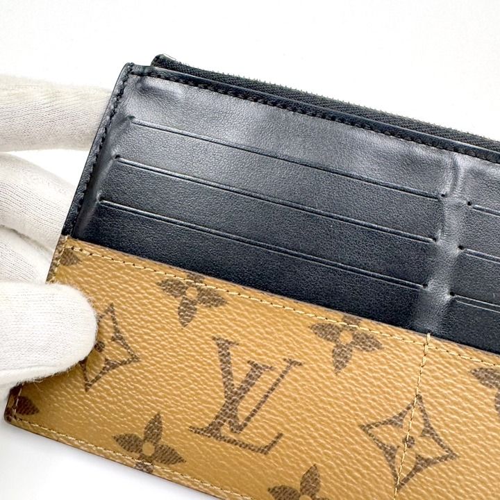 Louis Vuitton Slim Purse Coin Case Monogram Reverse Brown Black