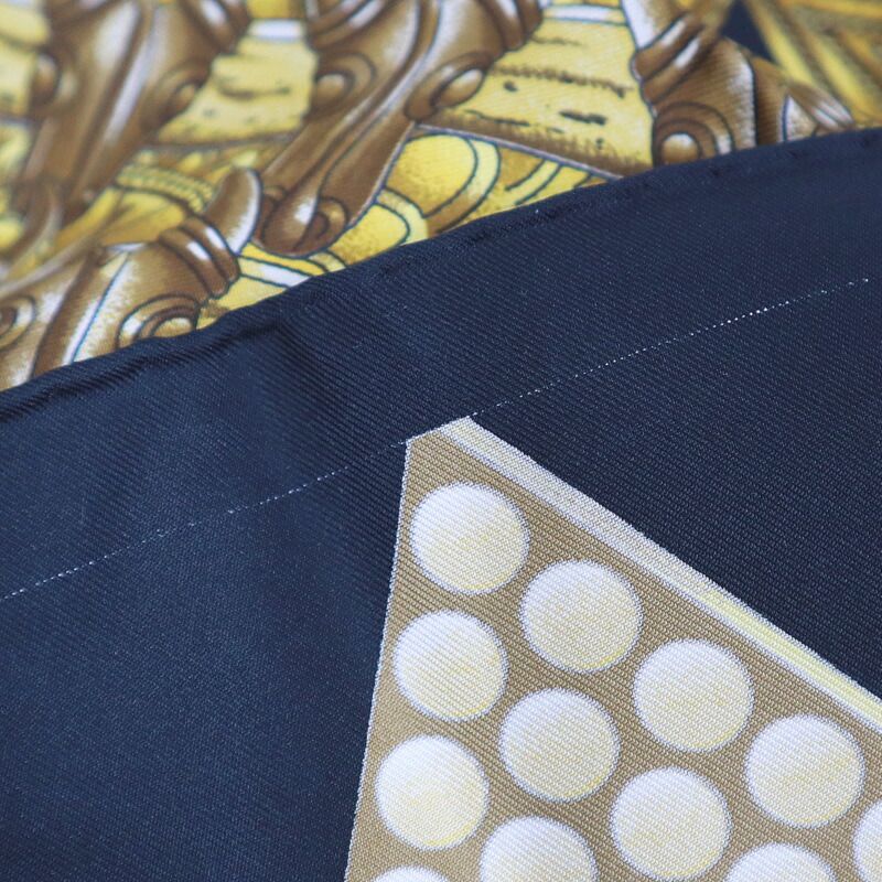 Hermes Carre 90 Chiefs’ Gold L’Or Des Chefs Black Silk Scarf X