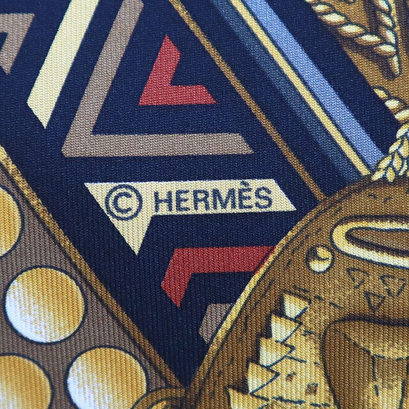 Hermes Carre 90 Chiefs’ Gold L’Or Des Chefs Black Silk Scarf X
