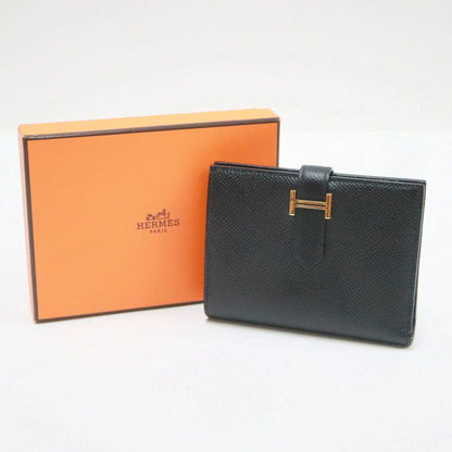 Hermes Bearn Compact Bifold Wallet Epsom Black Gold