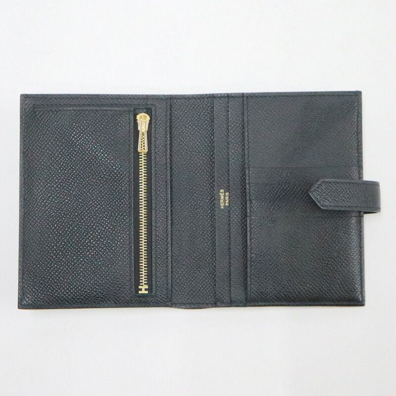 Hermes Bearn Compact Bifold Wallet Epsom Black Gold