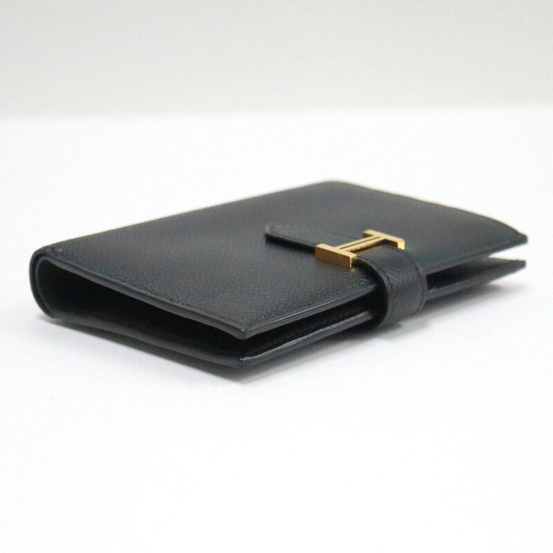 Hermes Bearn Compact Bifold Wallet Epsom Black Gold