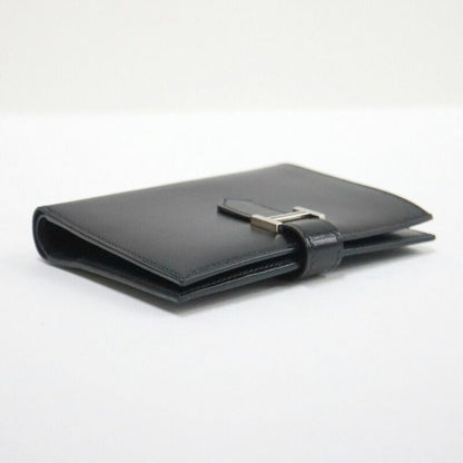 Hermes Bearn Compact Bifold Wallet Buffalo Gala Noir Black Silver : X