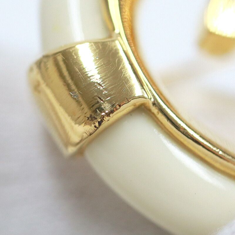 Chanel Heart Brooch CC Gold Plated Beige